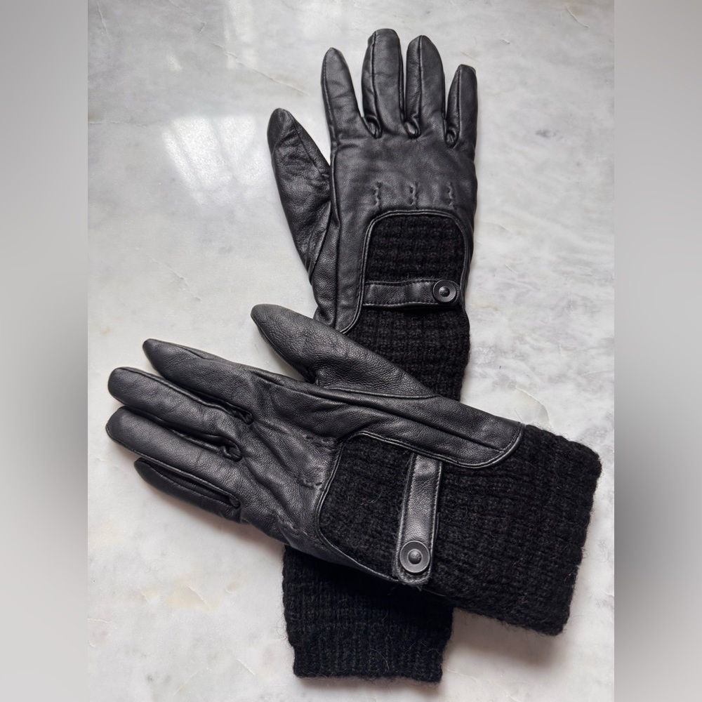 G-Star Black Driving Leather and Knit Gloves
